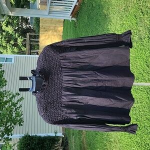 Maeve by Anthropologie Black Pintuck Blouse Shirt Top Size 0 New with Tags